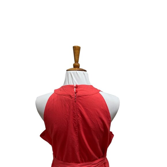 Jessica London Cotton Faux Wrap Dress Melon Size 20W Summer Boho Vacation Beach - Picture 11 of 14